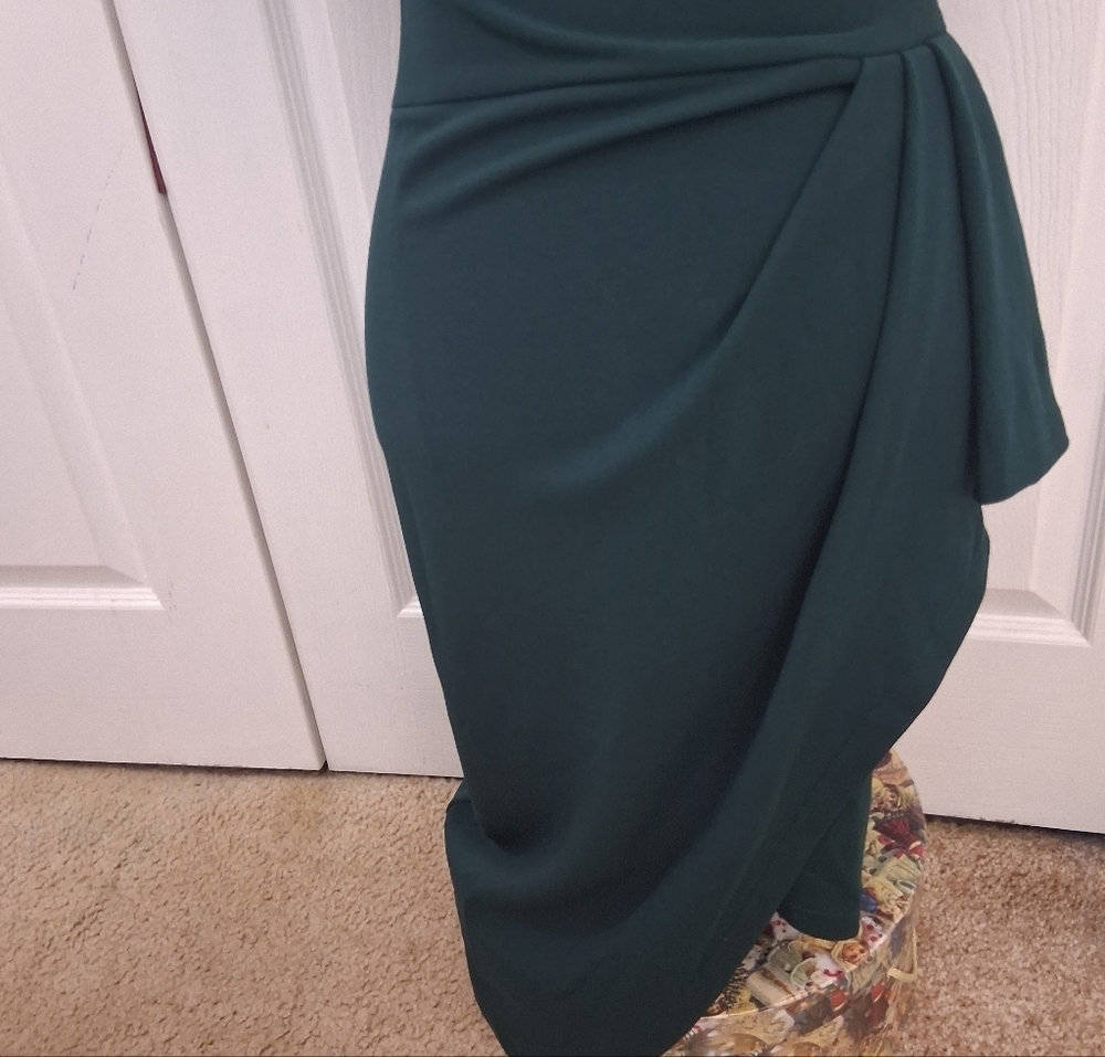 NWT BTFBM Forest Green One Shoulder Special Occasion Dress Size S - Picture 6 of 16